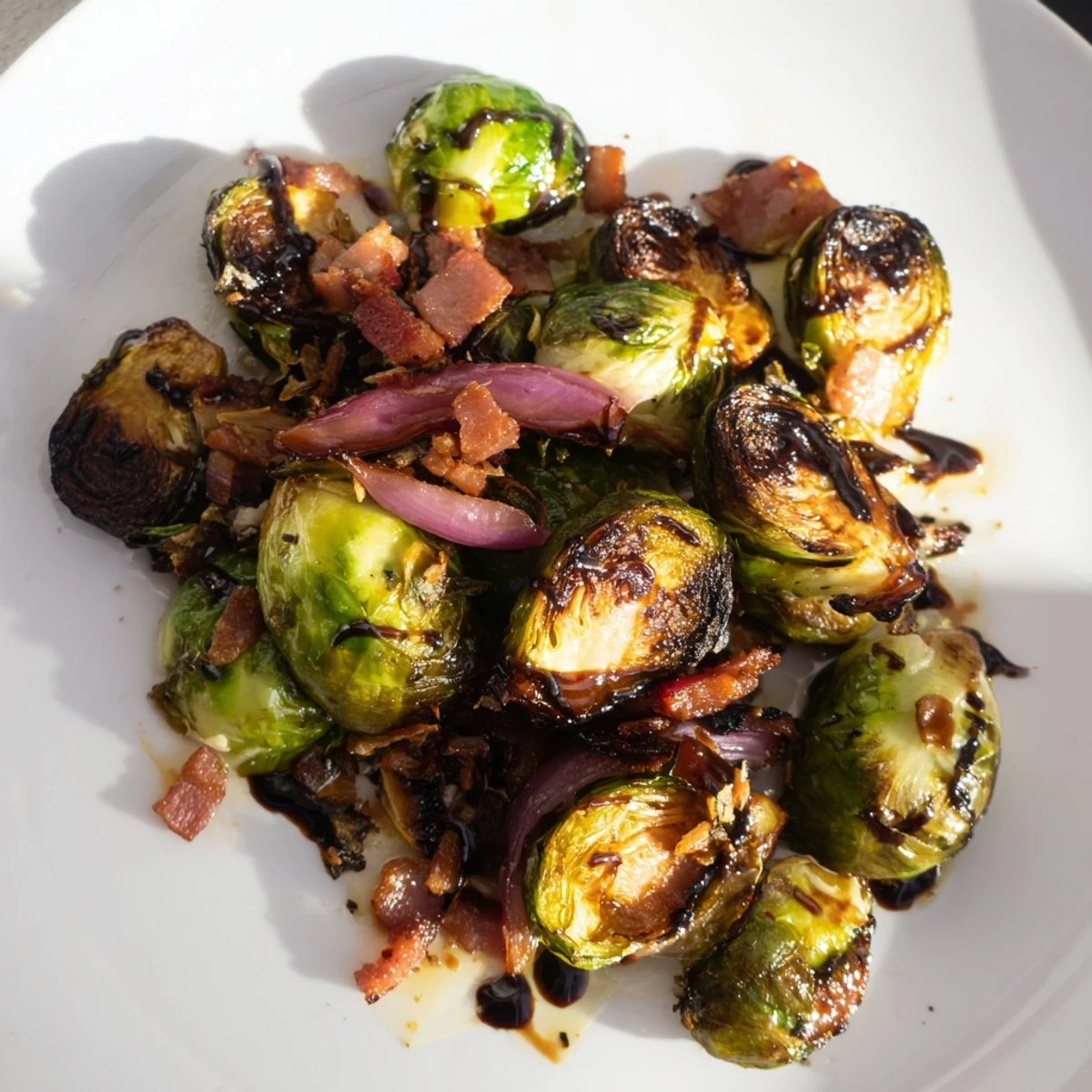 Fresh from the oven side dish with caramelized vegetables and savory turkey bacon, served hot.