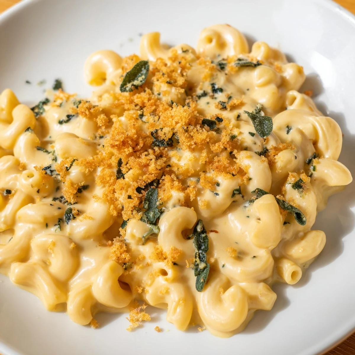 Close-up of silky Vegan Butternut Squash Mac and Cheese being scooped, revealing a rich, dairy-free sauce and tender pasta.