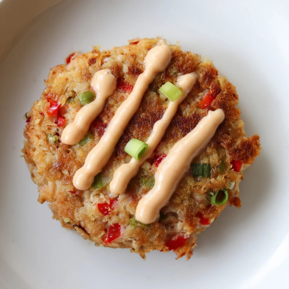Golden-brown Spicy Tuna Cakes with Sriracha Mayo resting on a plate, garnished with fresh cilantro and lime wedges.
