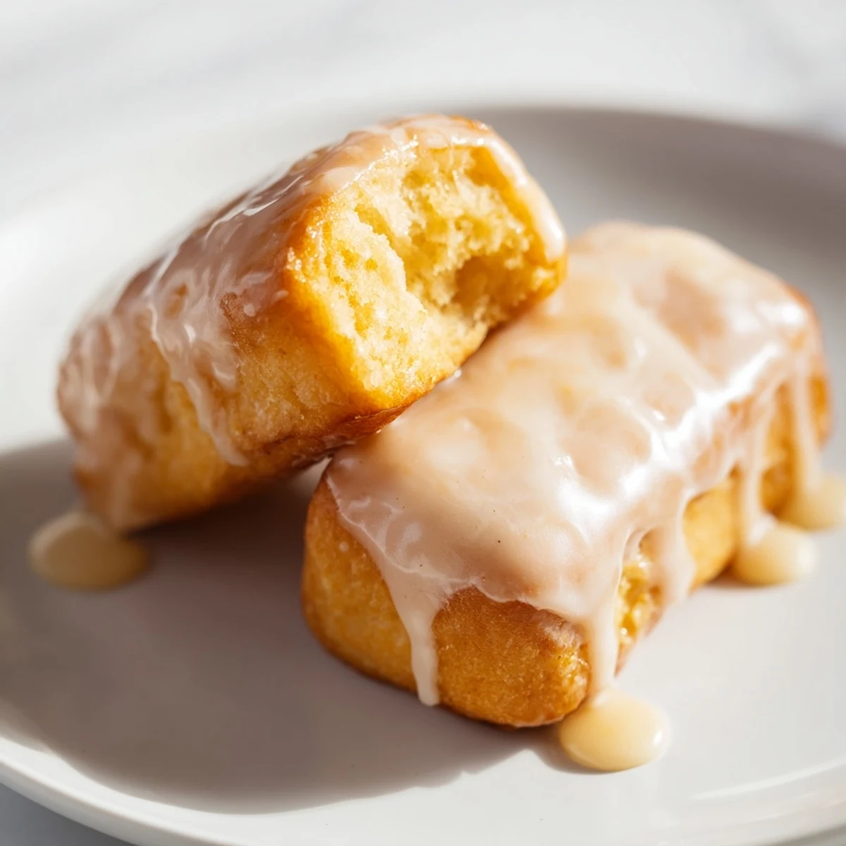 Golden-brown Maple Donut Bars cooling on a wire rack with a thick, shiny maple glaze dripping down the sides.