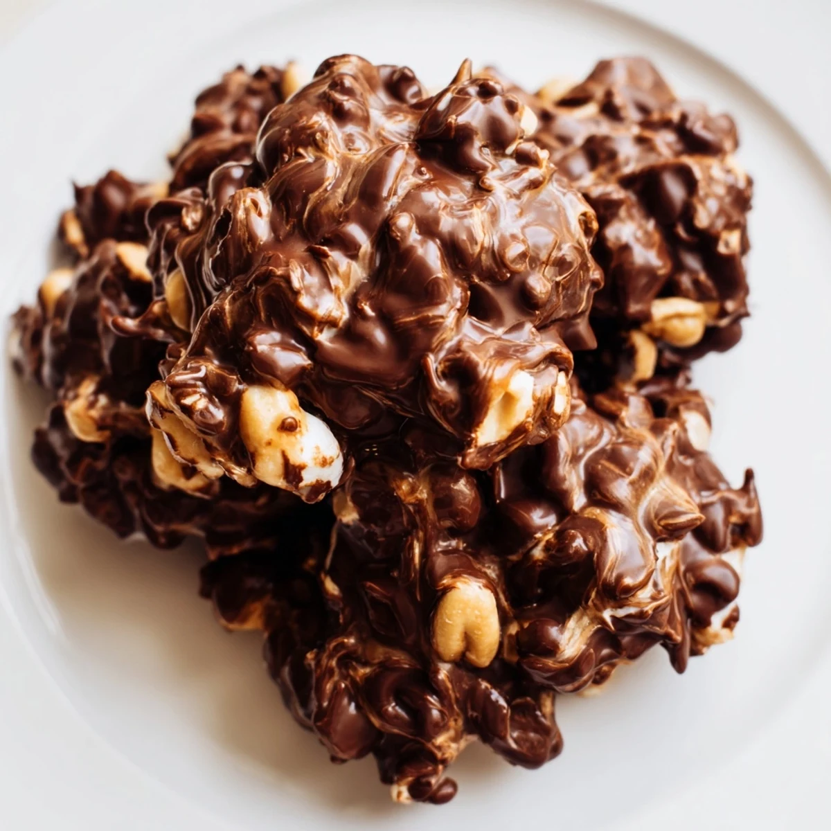 A close-up of Peanut Marshmallow Clusters recipe arranged on parchment, perfect for holiday cookie trays or gifting.