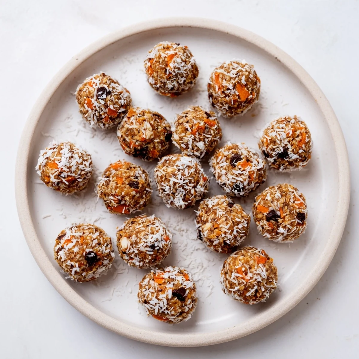 Soft, chewy No Bake Carrot Cake Bites with walnuts, pecans, and warm cinnamon spice.