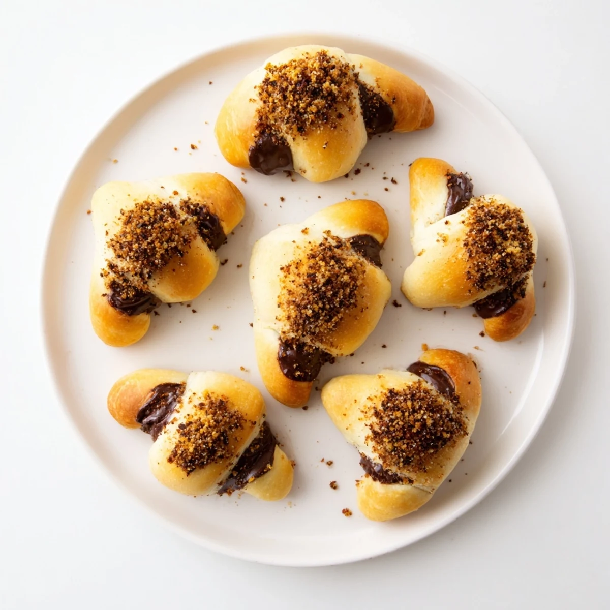 Warm Smores Crescent Rolls with golden brown flaky crust and graham cracker topping.