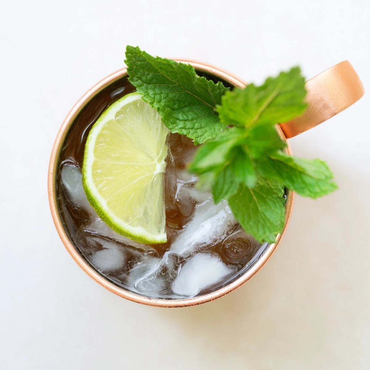 Refreshing Virgin Moscow Mule mocktail with ginger beer, fresh lime juice, and mint