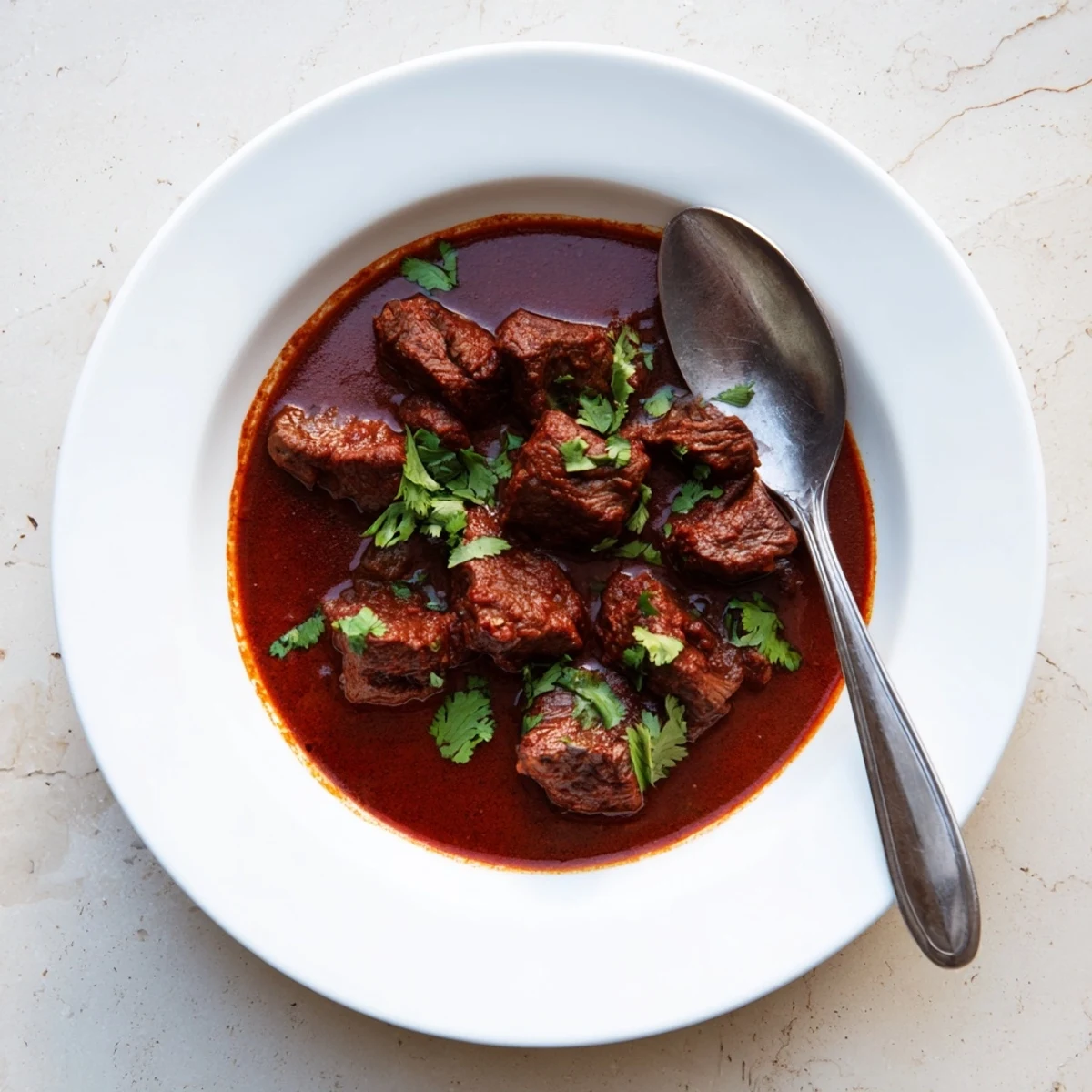 Hearty slow cooker chili Colorado served in a bowl alongside fluffy white rice and warm flour tortillas for a comforting meal.