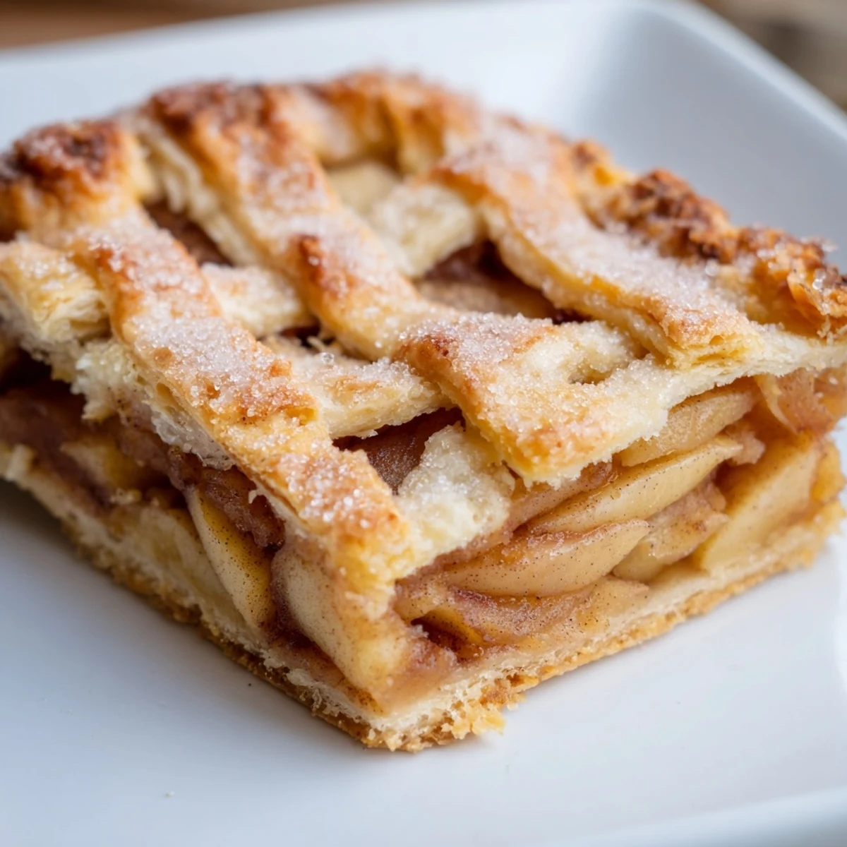 Golden apple slab pie with flaky crust and spiced filling bubbling through steam vents