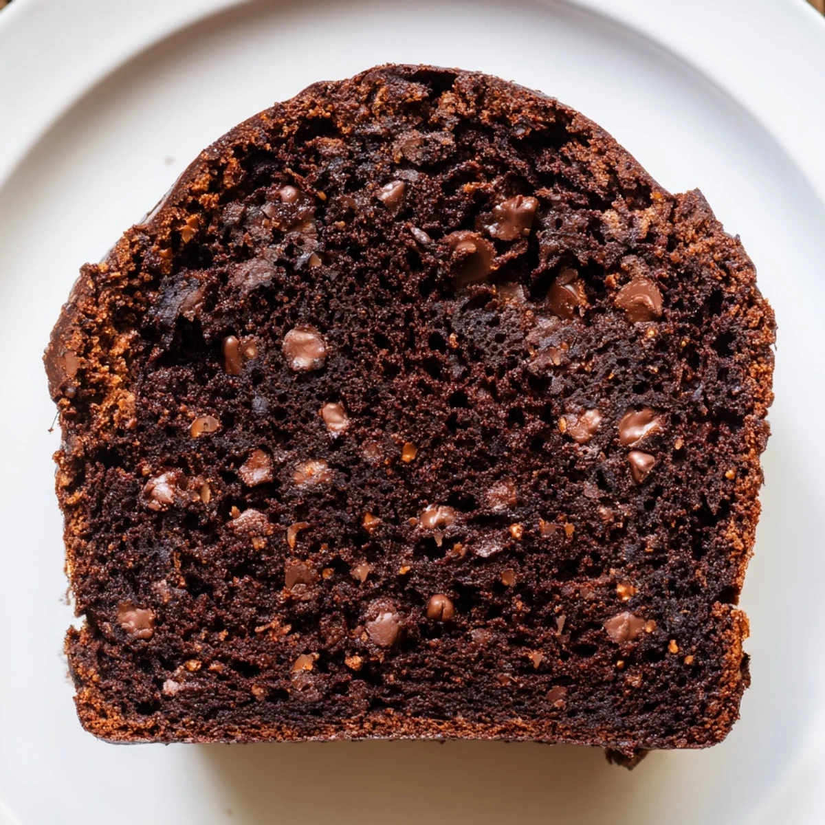 Slices of moist Chocolate Espresso Banana bread revealing melted chocolate chunks throughout the dark crumb