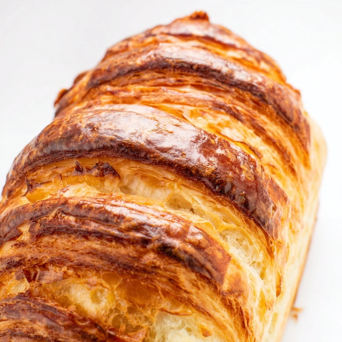 Freshly baked homemade croissant bread cooling on wire rack with golden brown exterior