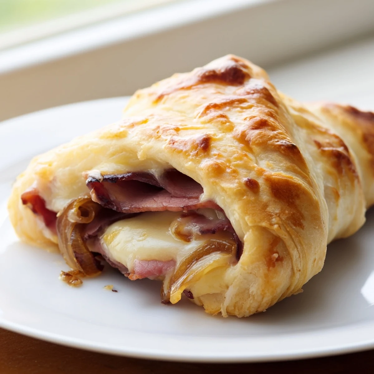 Tender roast beef and cheese French dip roll ups arranged on a baking sheet ready for dipping