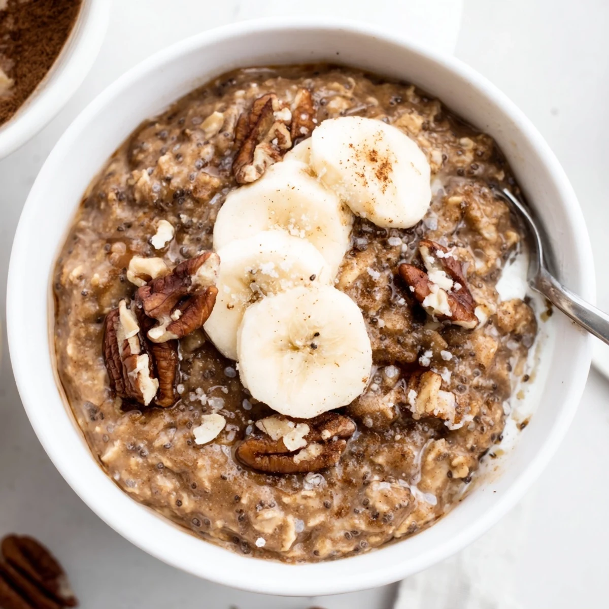 Chilled Brown Sugar Coffee Overnight Oats in mason jar, rich coffee aroma