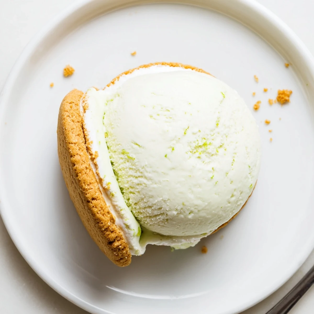 Creamy Key Lime Pie Ice Cream Sandwiches rolled in crushed graham for texture
