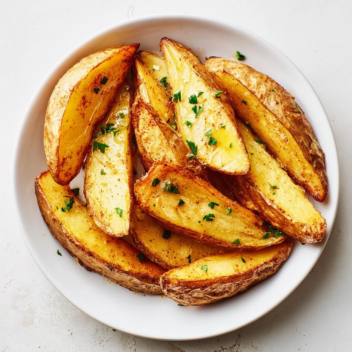 Seasoned Potato Wedges sizzling on sheet pan, ready with ketchup dipping