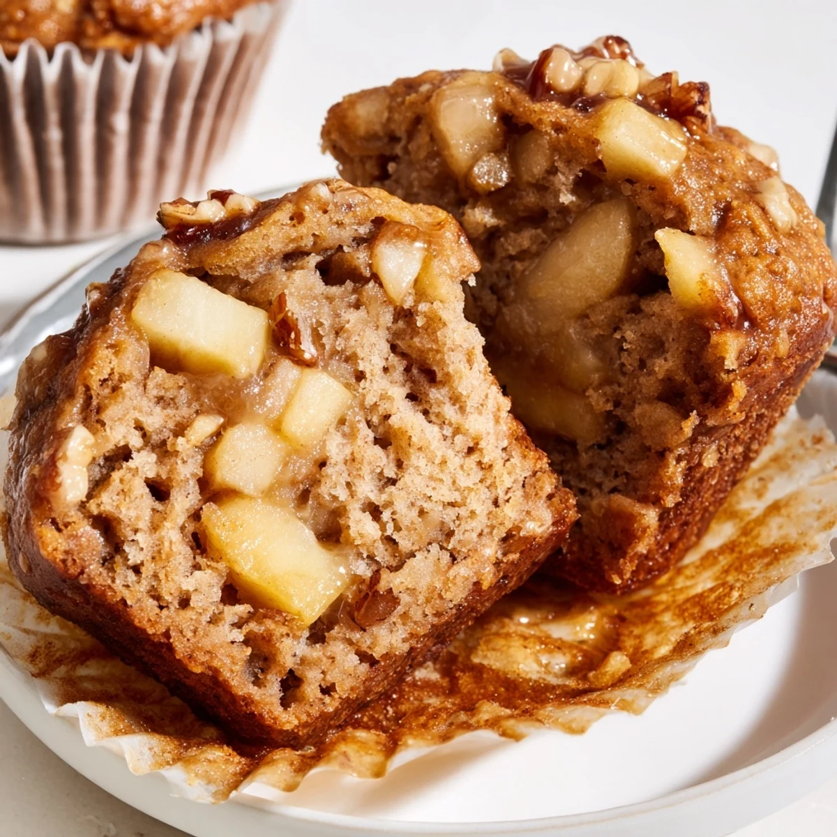 Warm Healthy Apple Cinnamon Greek Yogurt Muffins studded with juicy apple pieces