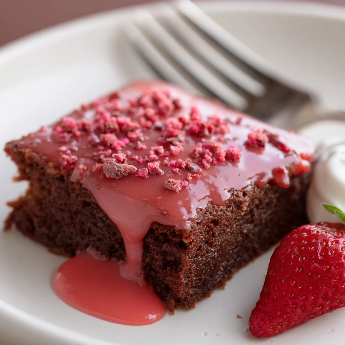 Strawberry Brownies Recipe: fudgy squares glazed with strawberry, perfect for spring gatherings