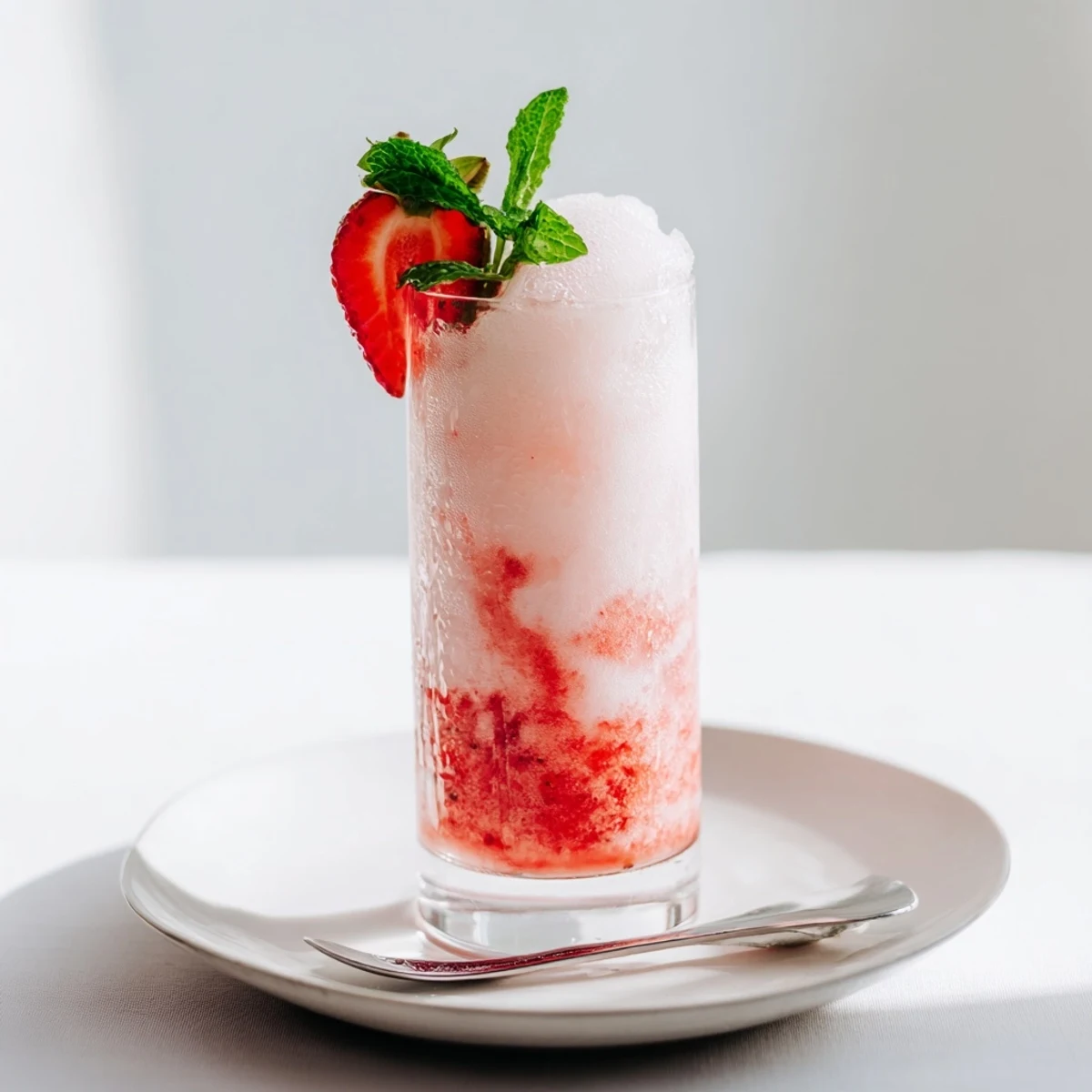 Chilled Strawberry Coconut Cooler recipe in frosty glasses garnished with mint