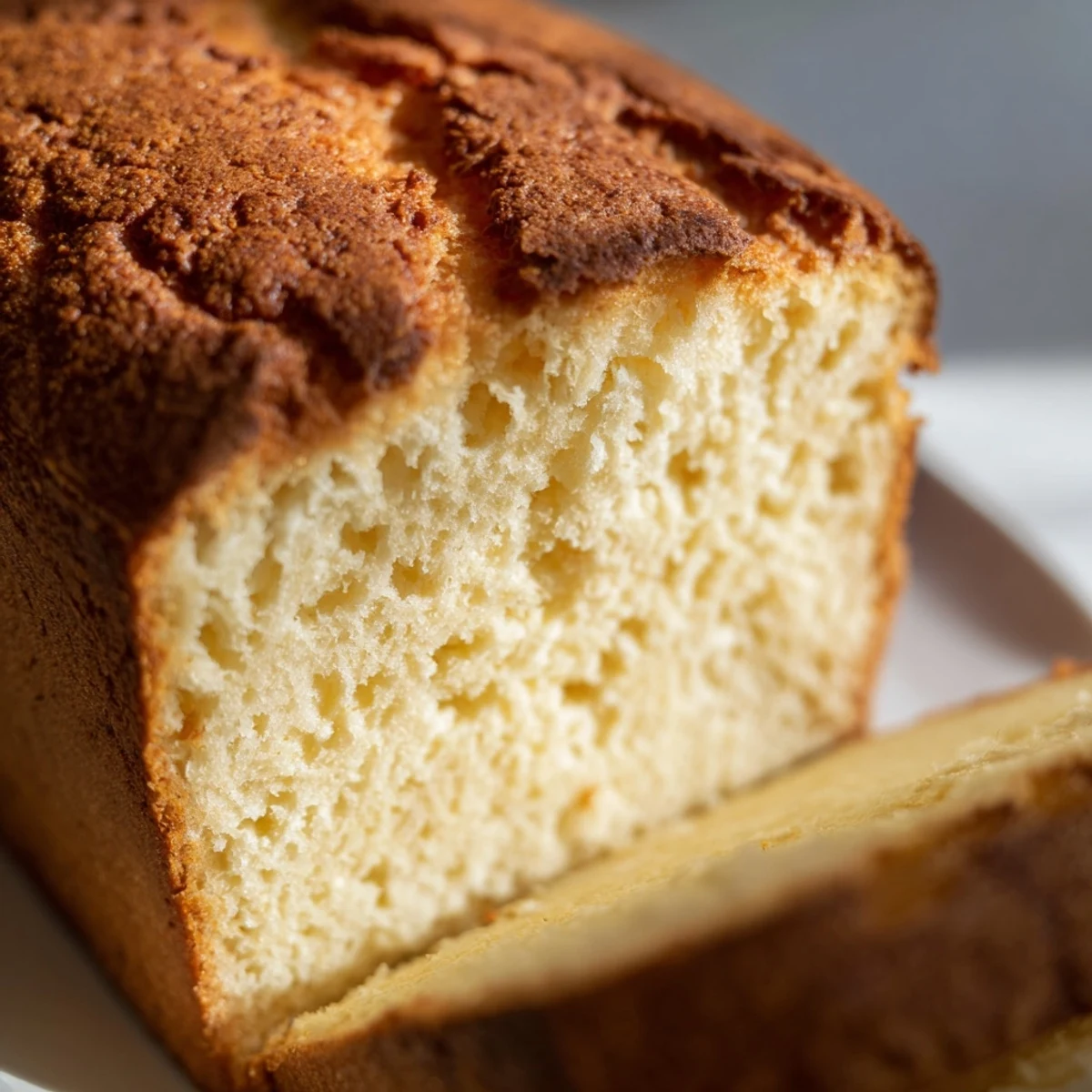 Protein-rich cottage cheese loaf bread with a tender crumb, served toasted with fruit jam