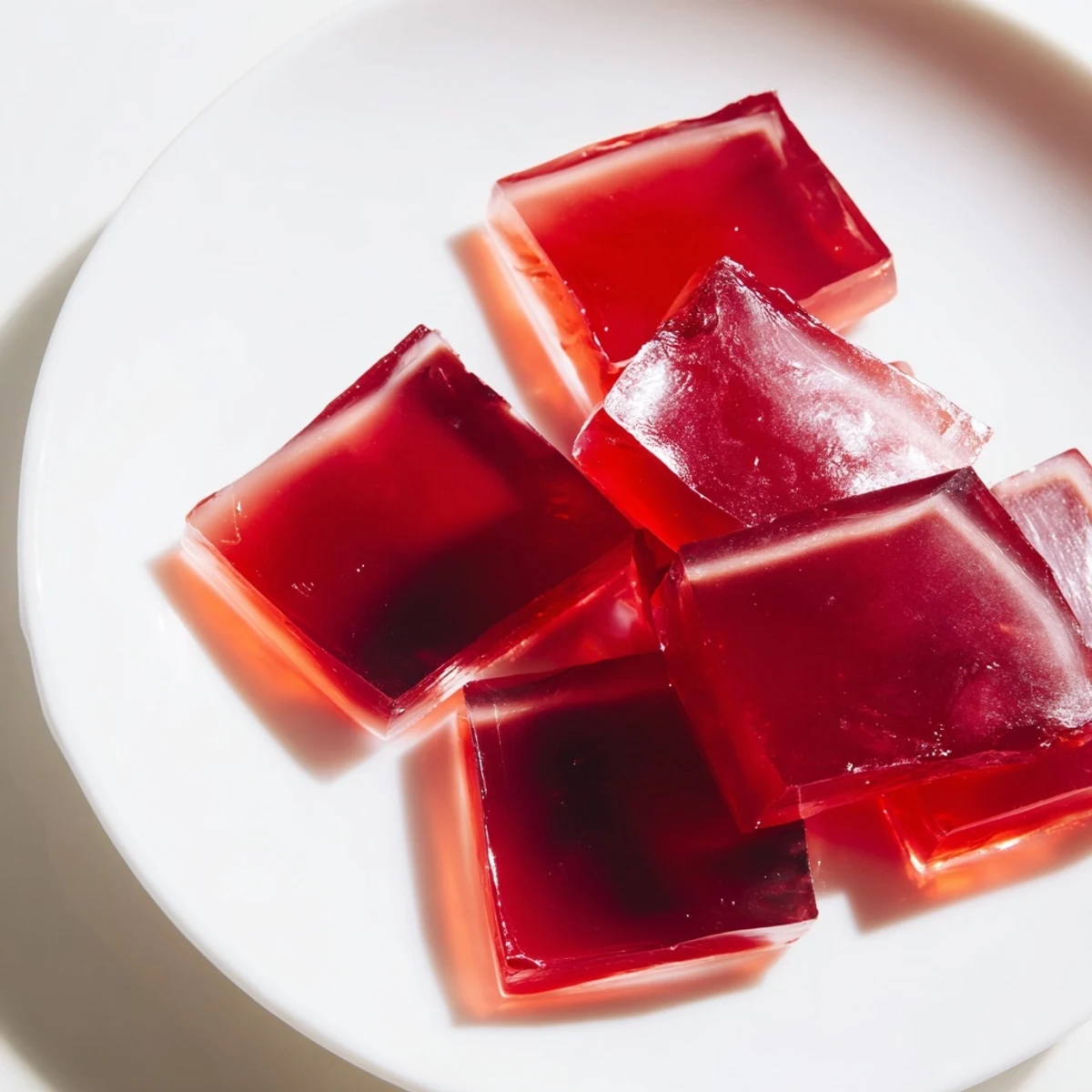 Close-up of bright pink homemade raspberry gummy snacks scattered on wooden board, highlighting their smooth jelly-like surface