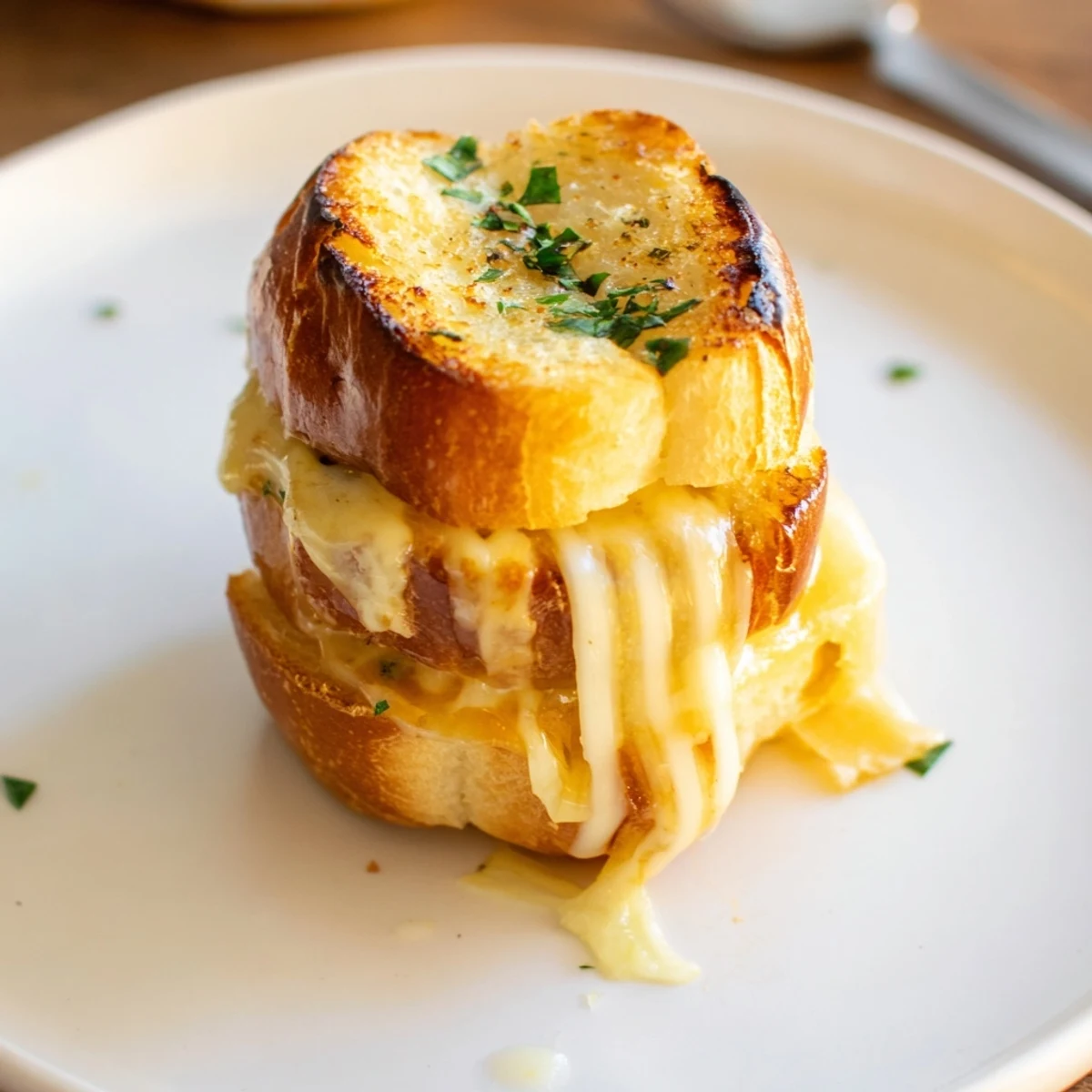 Pan-seared Mini Grilled Cheese Hawaiian Rolls, gooey cheese pull and browned butter