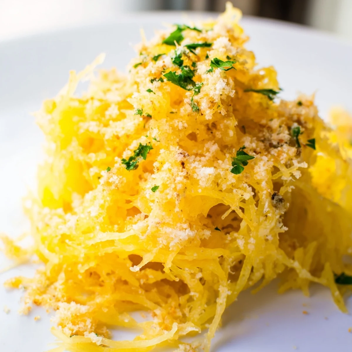 Creamy cheddar cheese sauce coats tender roasted spaghetti squash strands in this gluten-free comfort food bowl