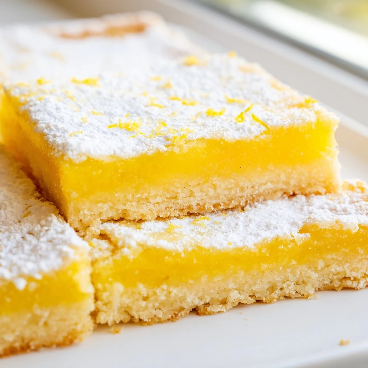 Chewy simple lemon bars with tangy citrus filling atop a buttery shortbread crust