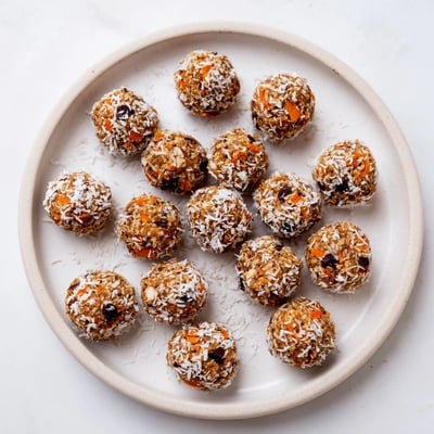 Soft, chewy No Bake Carrot Cake Bites with walnuts, pecans, and warm cinnamon spice.