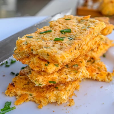 Crispy cheddar herb snack bites fresh from the oven with golden edges