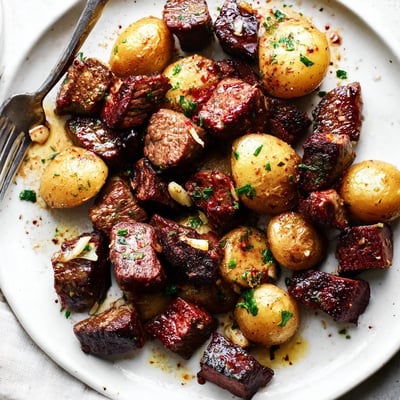 Garlic Steak Bites and Potatoes