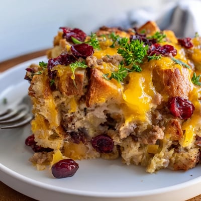 Cranberry Sausage Stuffing Casserole